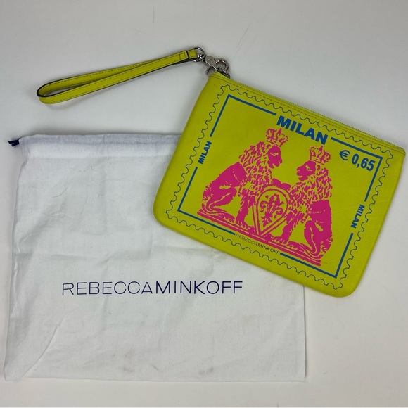 Rebecca Minkoff 'Milan' Stamp Collection Travel Leather Pouch (Neon Yellow) - Picture 5 of 5